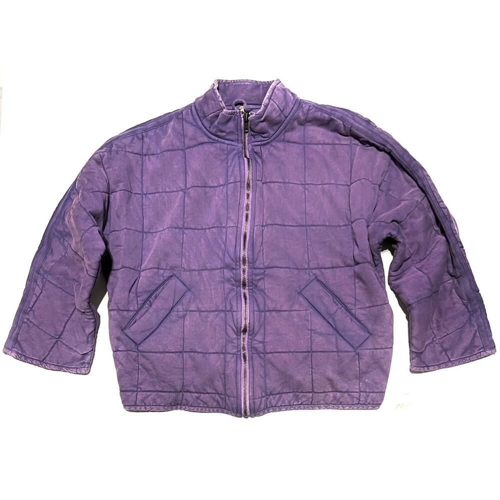 Free People Dolman Quilted Knit Jacket Sz L Oversized Slouchy Purple Moonberry